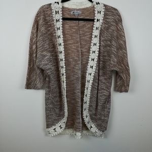 MB Design brown womens boho open cardigan sz.small